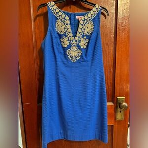 Lilly Pulitzer - Blue and Gold Shift Dress